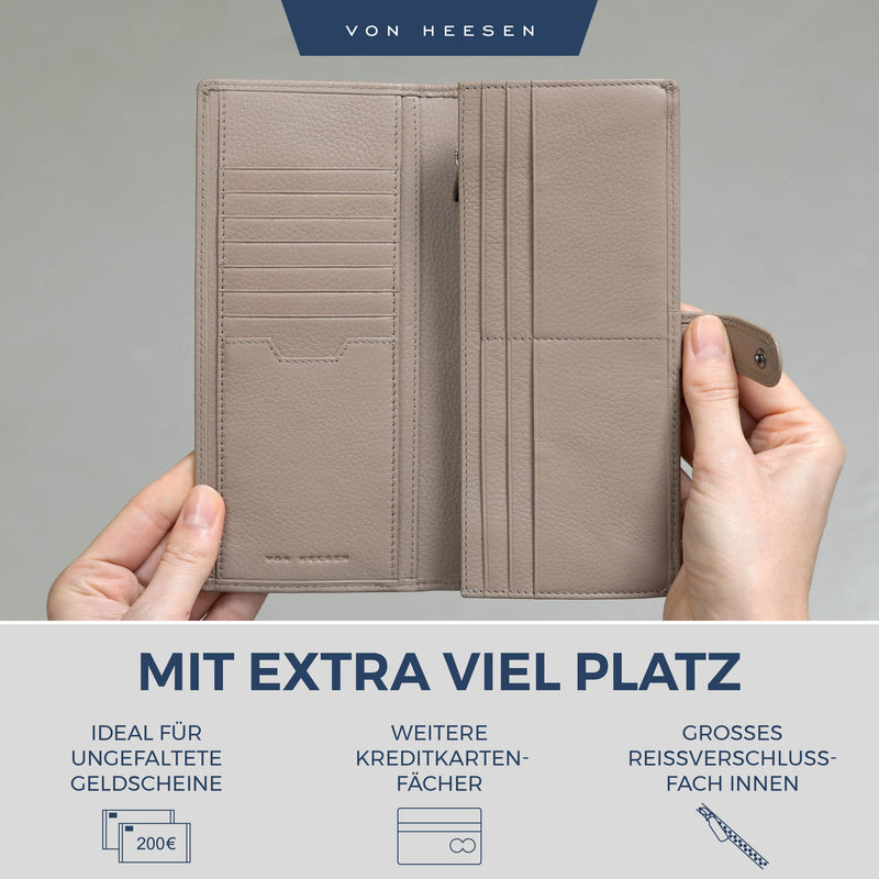 Geldbörse mit RFID-Schutz & 14 Kartenfächer (Genarbt)