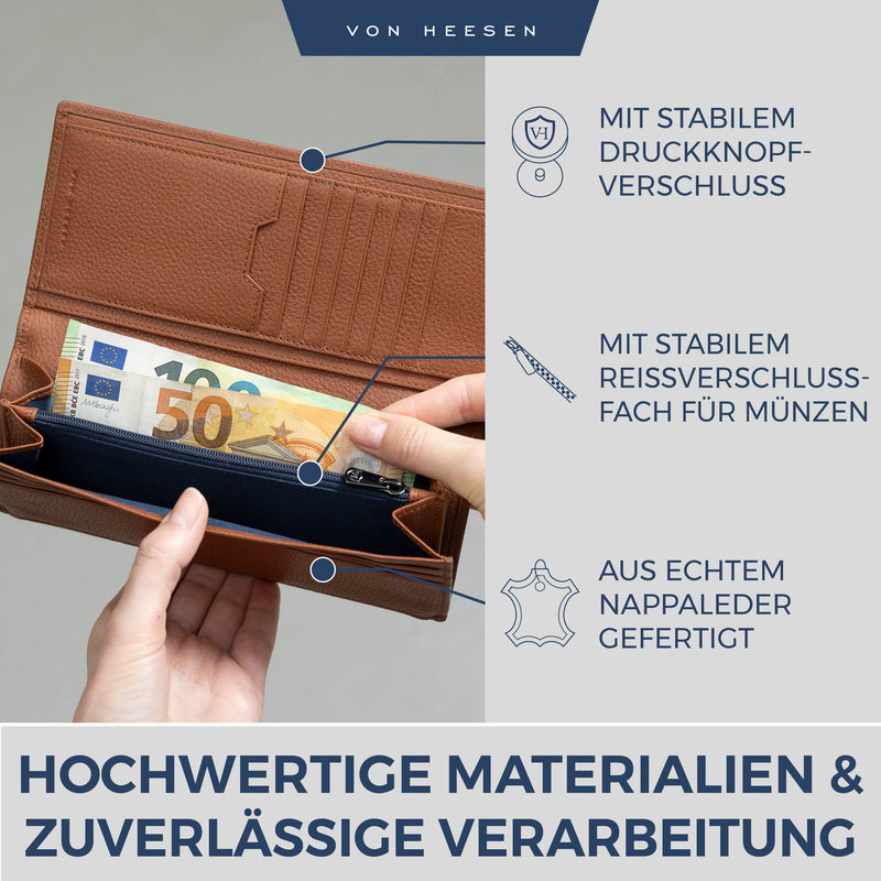 Geldbörse mit RFID-Schutz & 14 Kartenfächer (Genarbt)