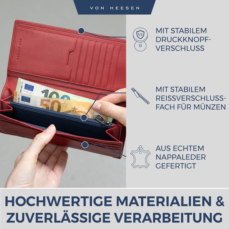 Geldbörse mit RFID-Schutz & 14 Kartenfächer (Genarbt)