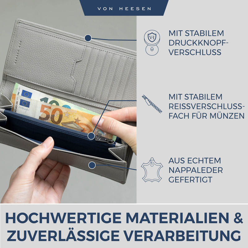 Geldbörse mit RFID-Schutz & 14 Kartenfächer (Genarbt)