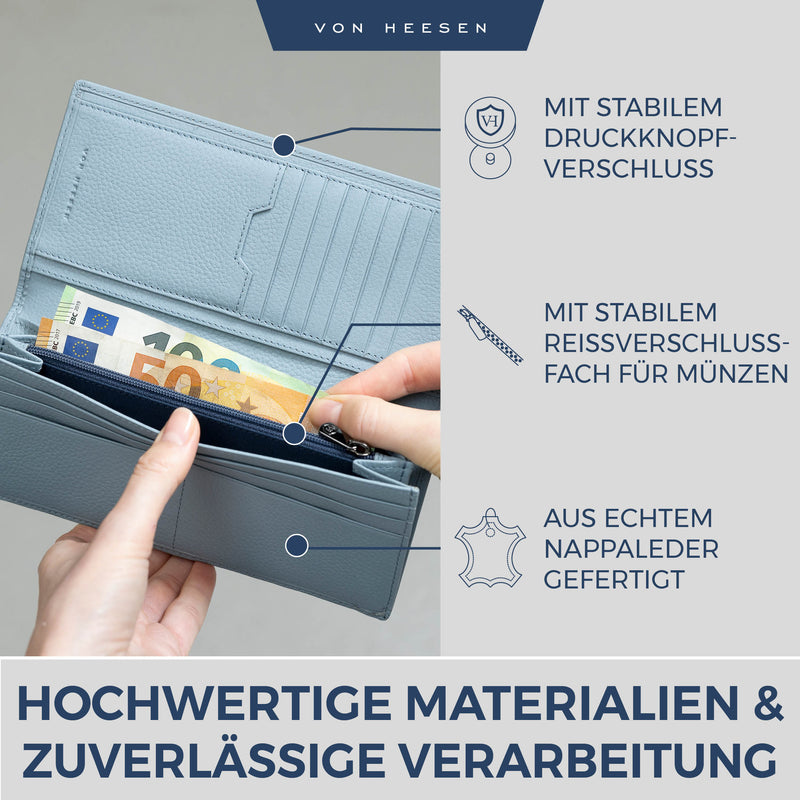 Geldbörse mit RFID-Schutz & 14 Kartenfächer (Genarbt)