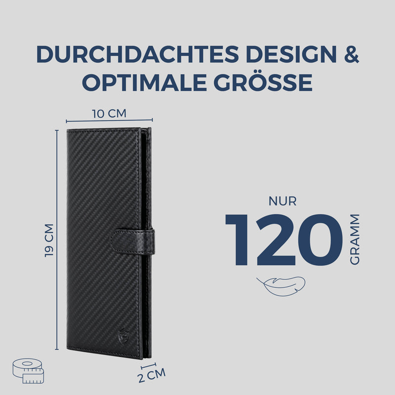 Geldbörse mit RFID-Schutz & 14 Kartenfächer (Carbon)