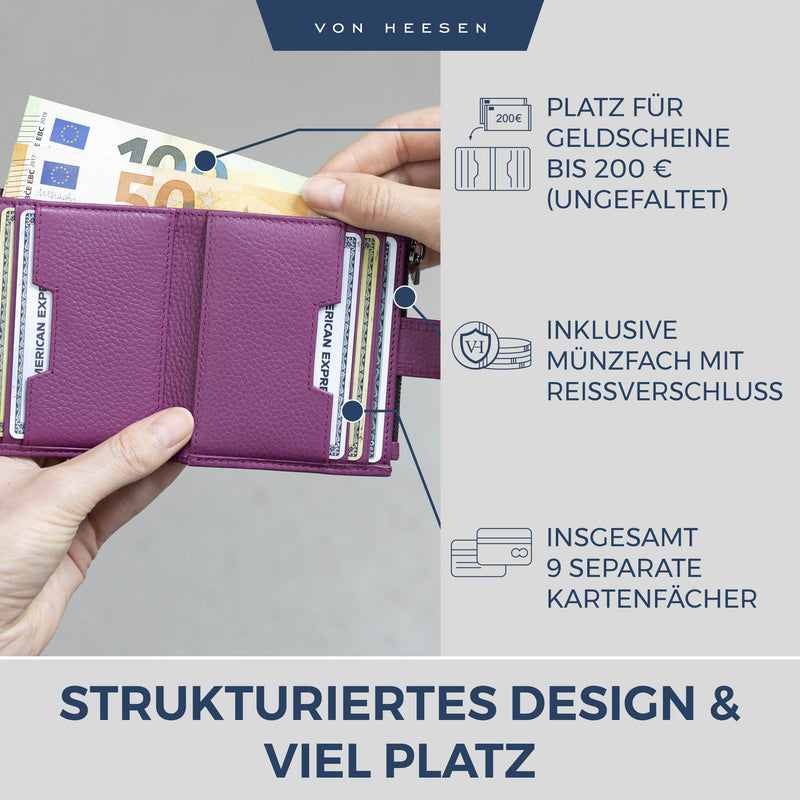 Kartenetui mit RFID-Schutz & 9 Kartenfächer (Genarbt)