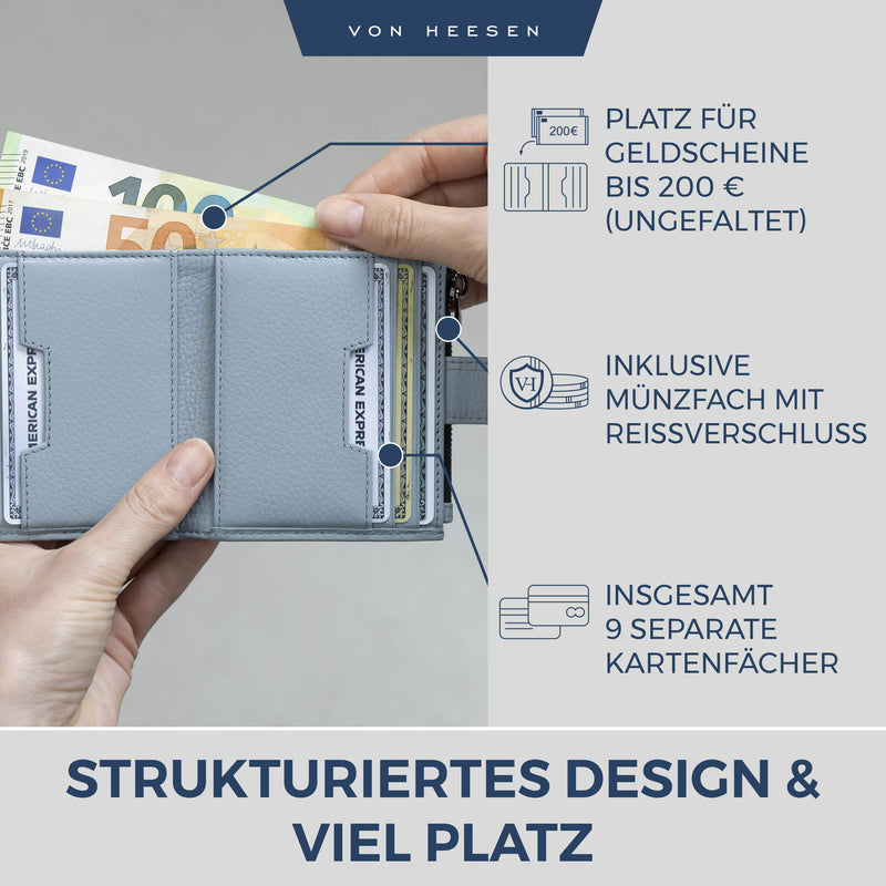 Kartenetui mit RFID-Schutz & 9 Kartenfächer (Genarbt)