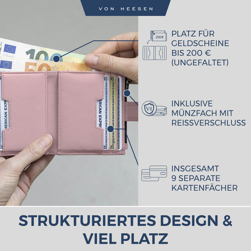 Kartenetui mit RFID-Schutz & 9 Kartenfächer (Genarbt)