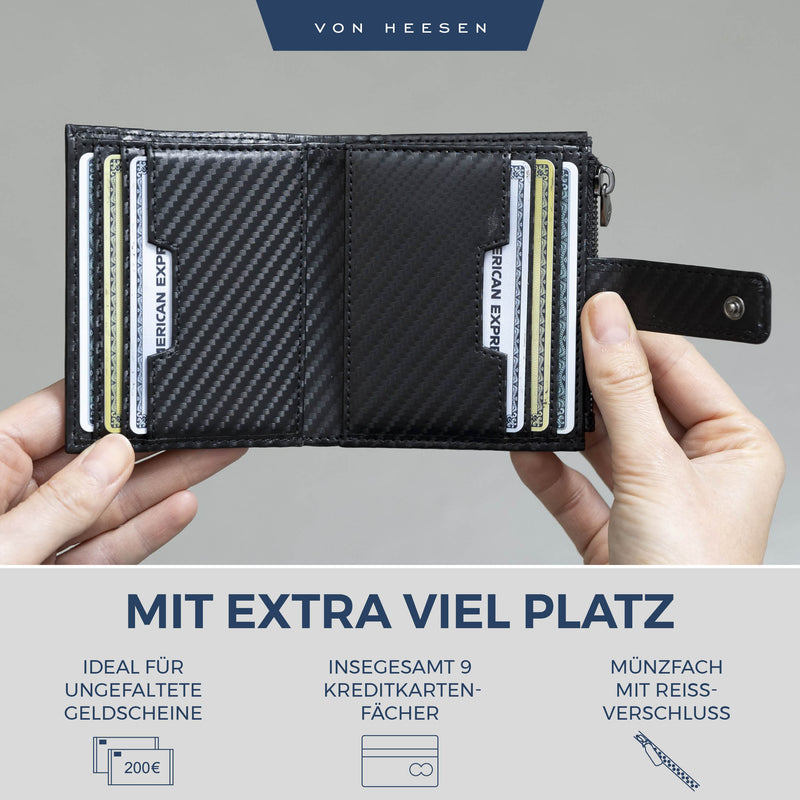 Kartenetui mit RFID-Schutz & 9 Kartenfächer (Genarbt)