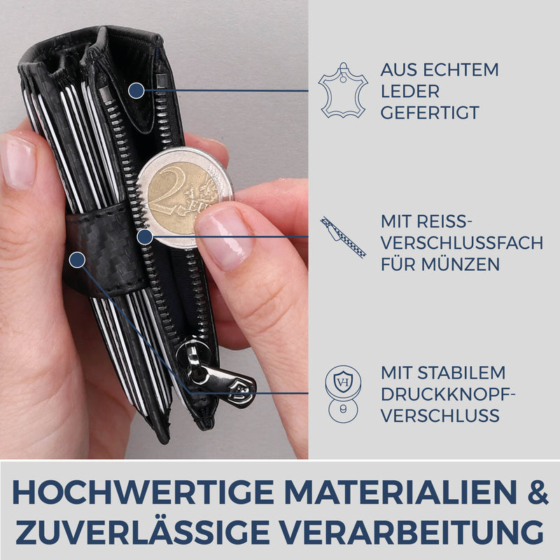 Kartenetui mit RFID-Schutz & 9 Kartenfächer (Carbon)