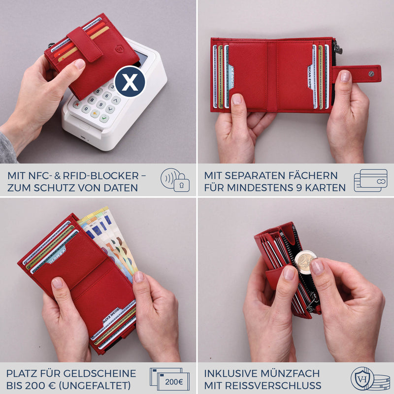Kartenetui mit RFID-Schutz & 9 Kartenfächer (Saffiano)
