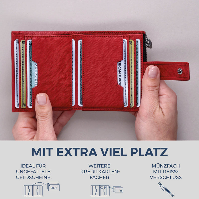 Kartenetui mit RFID-Schutz & 9 Kartenfächer (Saffiano)