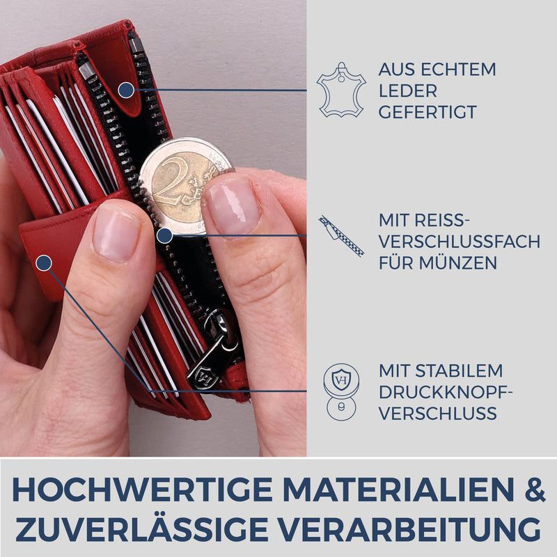 Kartenetui mit RFID-Schutz & 9 Kartenfächer (Saffiano)