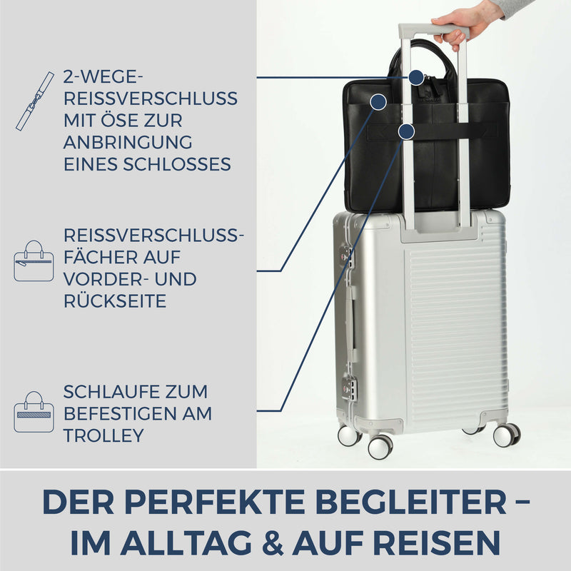 Laptoptasche mit Trolley-Schlaufe (Saffiano)