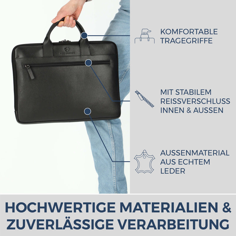 Laptoptasche mit Trolley-Schlaufe (Saffiano)