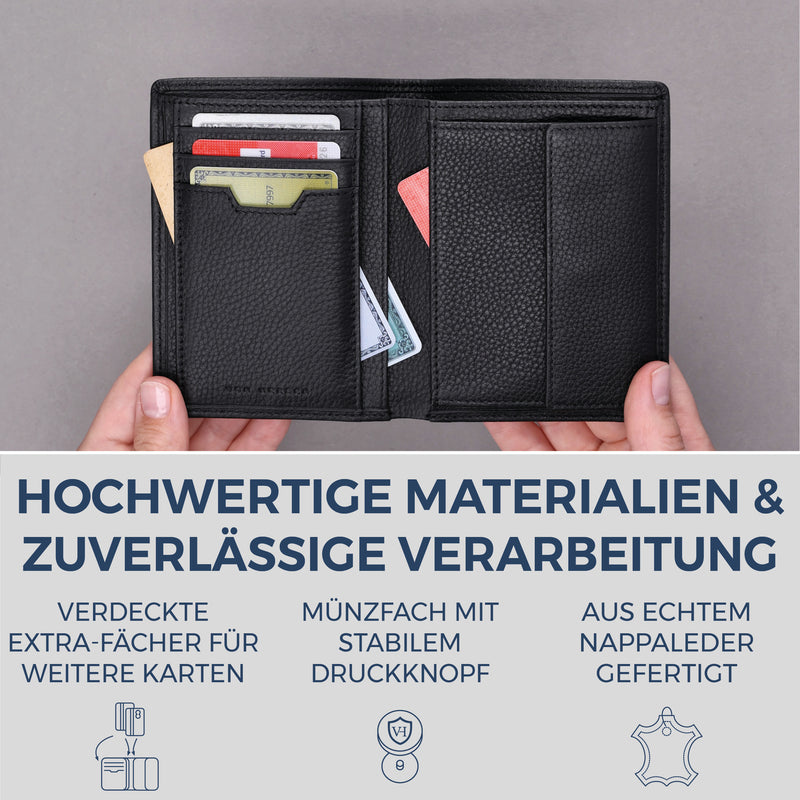 Geldbörse mit RFID-Schutz & 8 Kartenfächer (Genarbt)