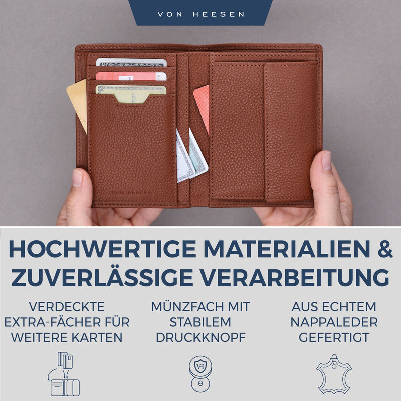 Geldbörse mit RFID-Schutz & 8 Kartenfächer (Genarbt)