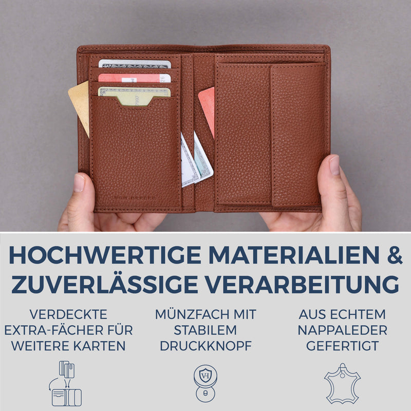 Geldbörse mit RFID-Schutz & 8 Kartenfächer (Genarbt)