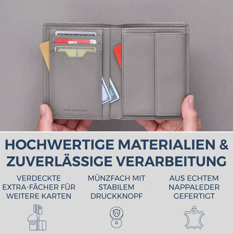 Geldbörse mit RFID-Schutz & 8 Kartenfächer (Genarbt)