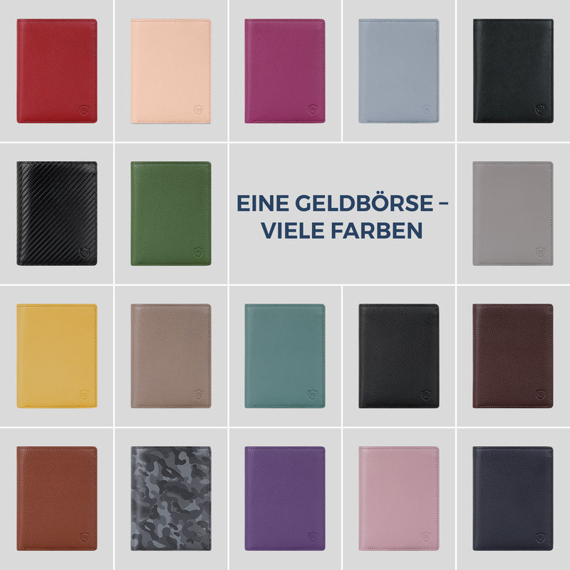 Geldbörse mit RFID-Schutz & 8 Kartenfächer (Genarbt)