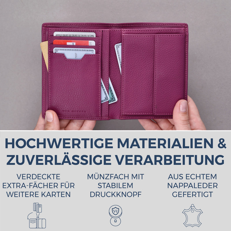 Geldbörse mit RFID-Schutz & 8 Kartenfächer (Genarbt)