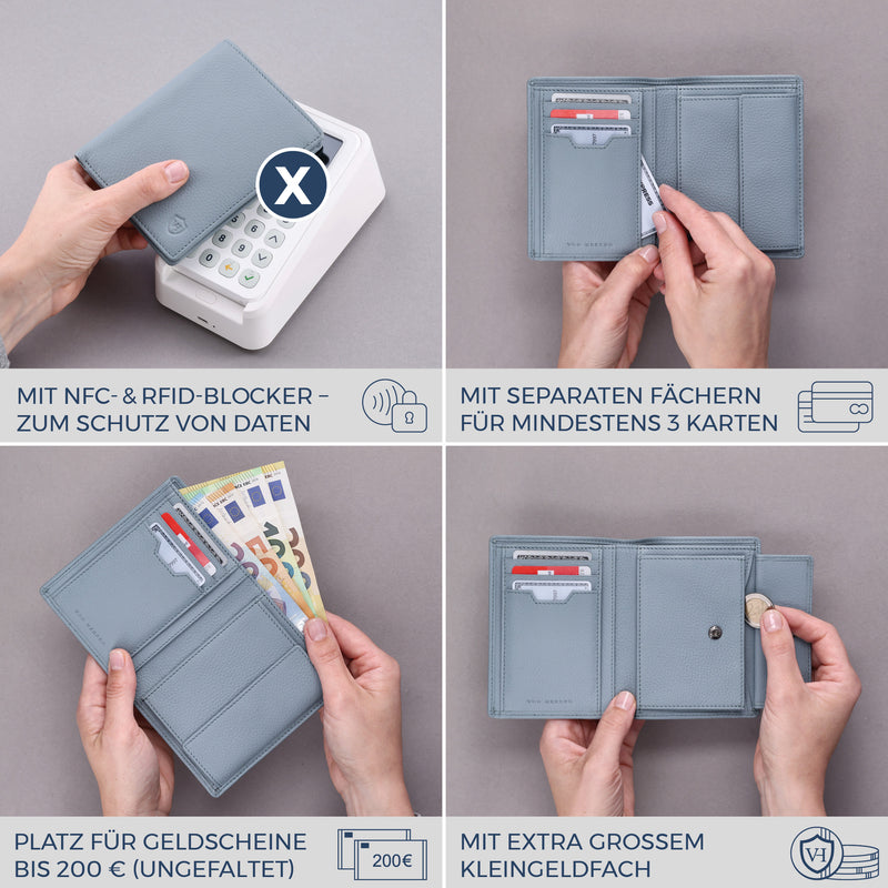 Geldbörse mit RFID-Schutz & 8 Kartenfächer (Genarbt)