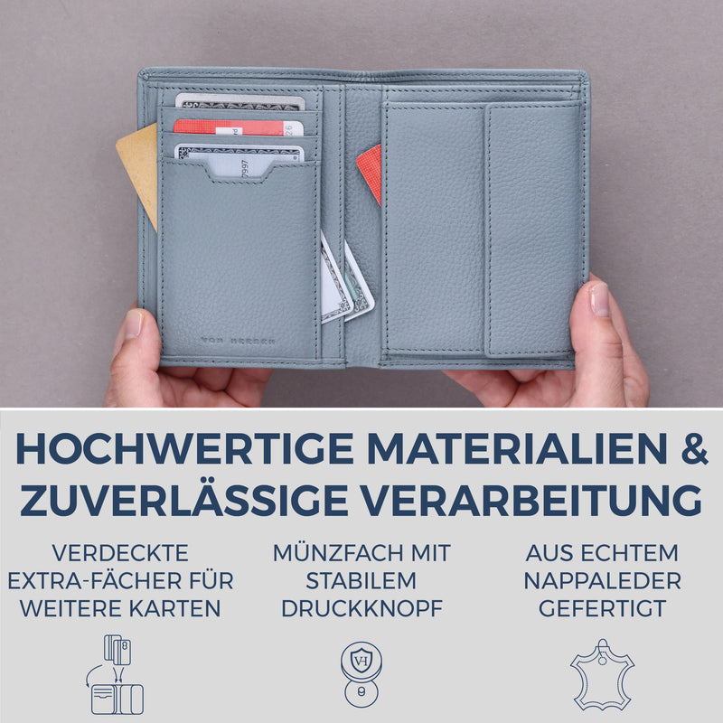 Geldbörse mit RFID-Schutz & 8 Kartenfächer (Genarbt)