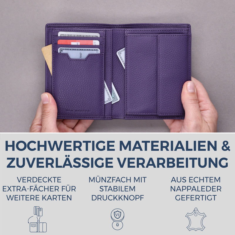 Geldbörse mit RFID-Schutz & 8 Kartenfächer (Genarbt)