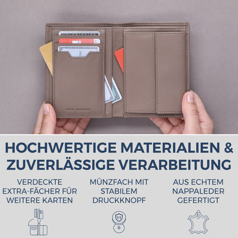Geldbörse mit RFID-Schutz & 8 Kartenfächer (Genarbt)