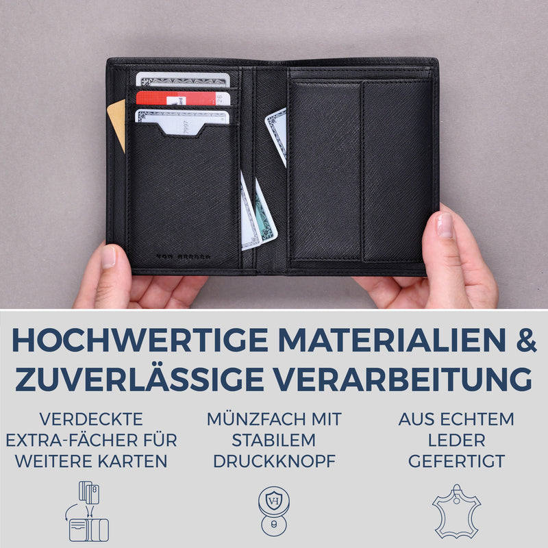Geldbörse mit RFID-Schutz & 8 Kartenfächer (Saffiano)