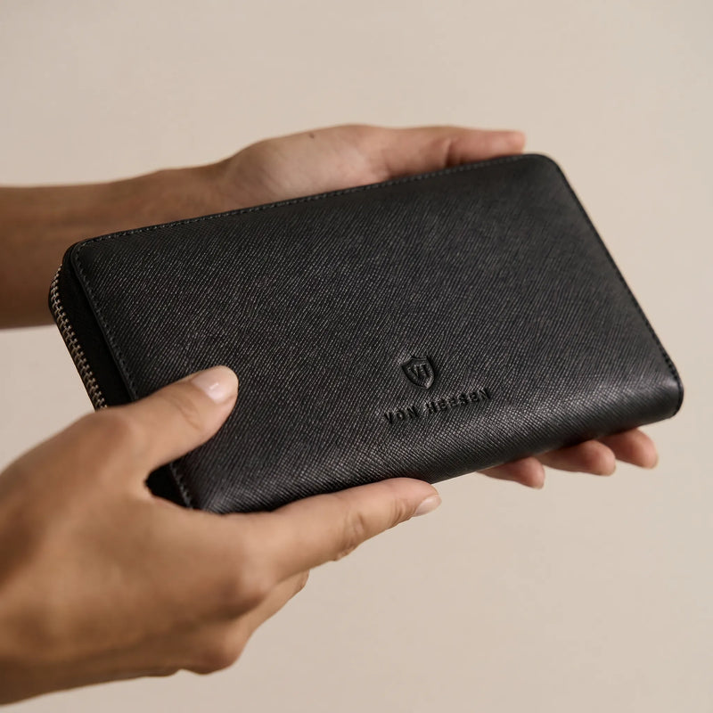 Geldbörse mit RFID-Schutz & 1 Hauptfach (Saffiano)