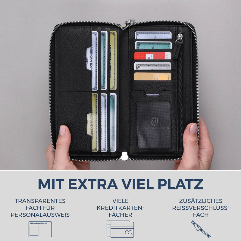 Geldbörse mit RFID-Schutz & 2 Hauptfächer (Genarbt)