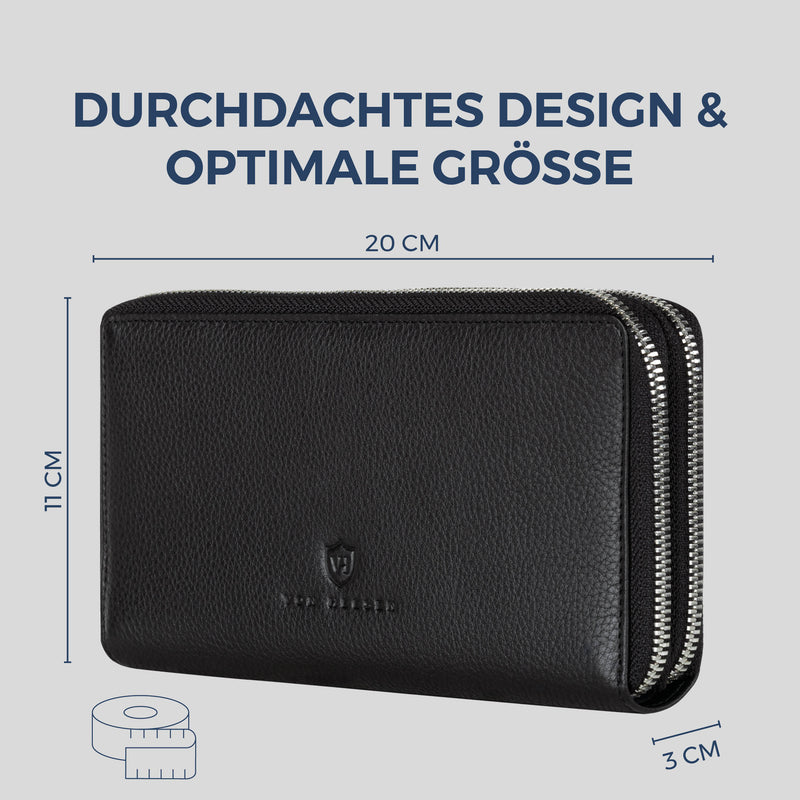 Geldbörse mit RFID-Schutz & 2 Hauptfächer (Genarbt)