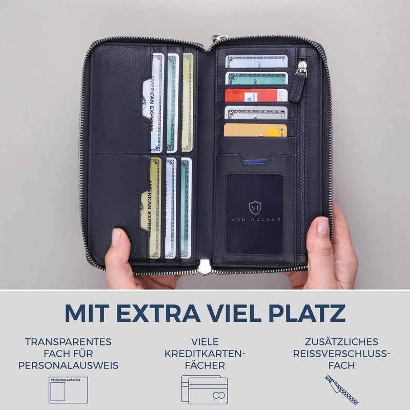 Geldbörse mit RFID-Schutz & 2 Hauptfächer (Genarbt)