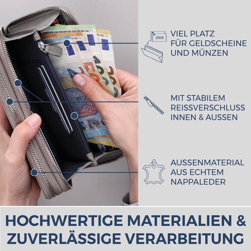 Geldbörse mit RFID-Schutz & 2 Hauptfächer (Genarbt)