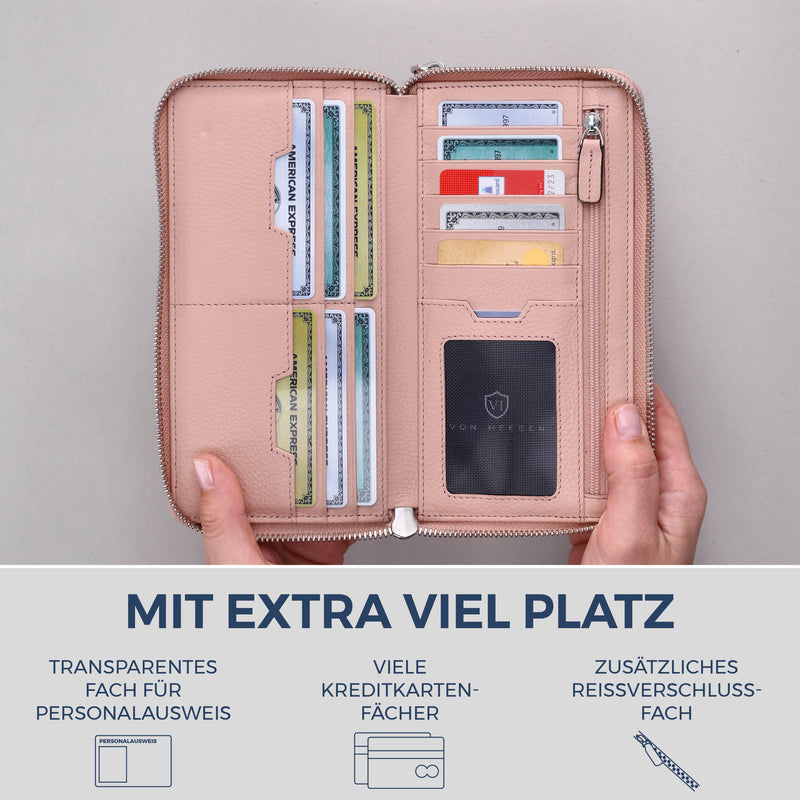 Geldbörse mit RFID-Schutz & 2 Hauptfächer (Genarbt)