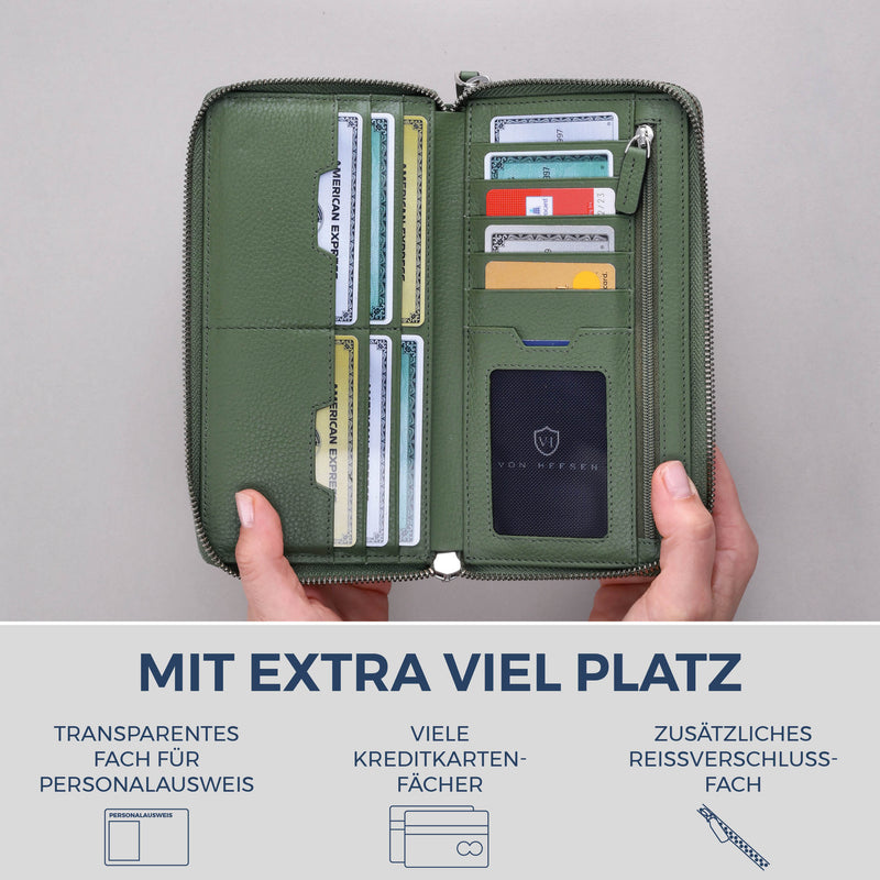 Geldbörse mit RFID-Schutz & 2 Hauptfächer (Genarbt)