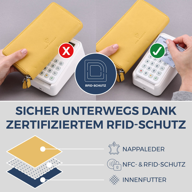 Geldbörse mit RFID-Schutz & 2 Hauptfächer (Genarbt)