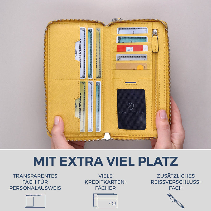 Geldbörse mit RFID-Schutz & 2 Hauptfächer (Genarbt)