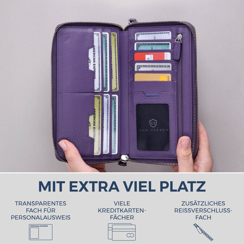 Geldbörse mit RFID-Schutz & 2 Hauptfächer (Genarbt)