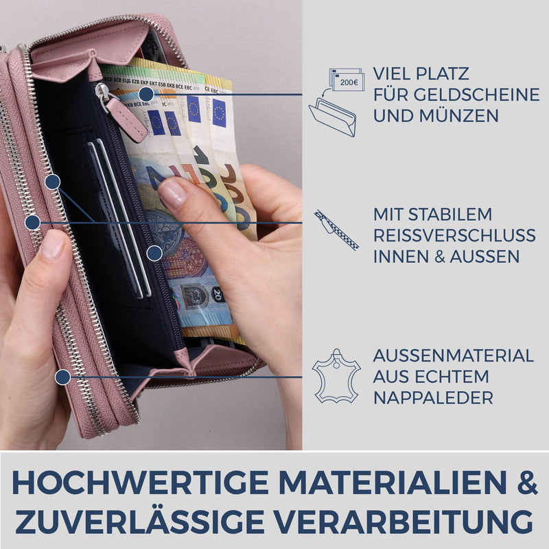 Geldbörse mit RFID-Schutz & 2 Hauptfächer (Genarbt)