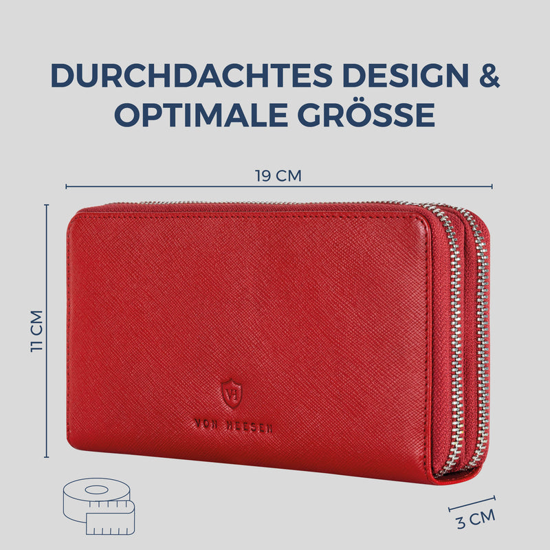 Geldbörse mit RFID-Schutz & 2 Hauptfächer (Saffiano)