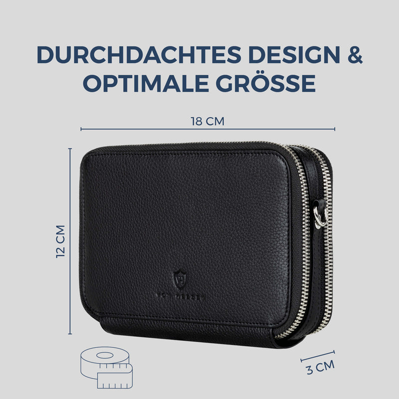 Geldbörse mit RFID-Schutz & 2 Hauptfächer zum Umhängen (Genarbt)