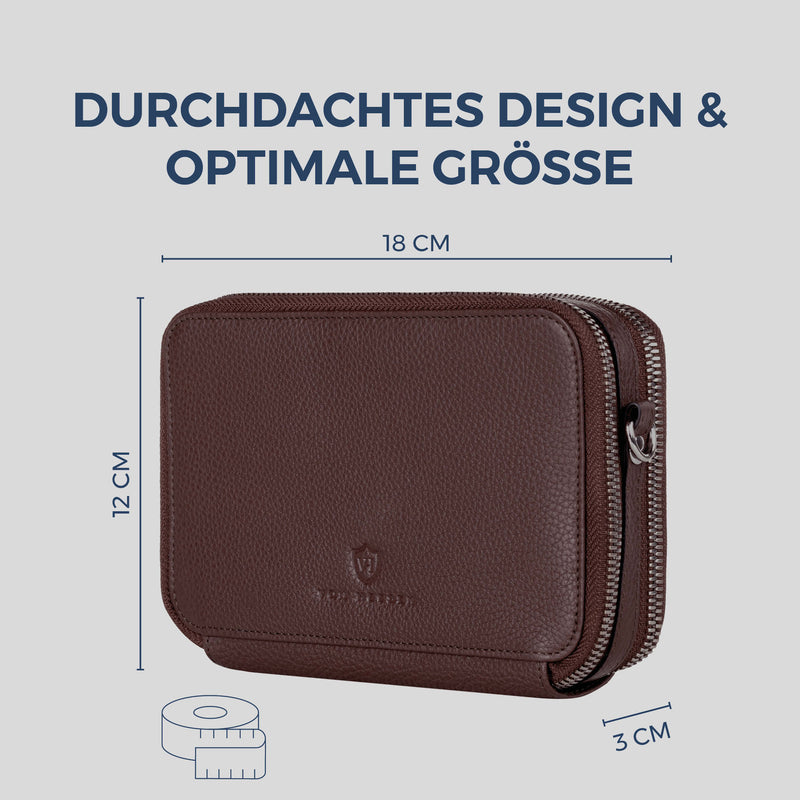 Geldbörse mit RFID-Schutz & 2 Hauptfächer zum Umhängen (Genarbt)