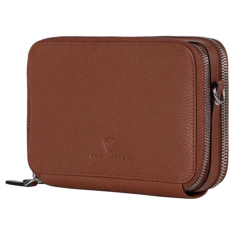 Geldbörse mit RFID-Schutz & 2 Hauptfächer zum Umhängen (Genarbt)
