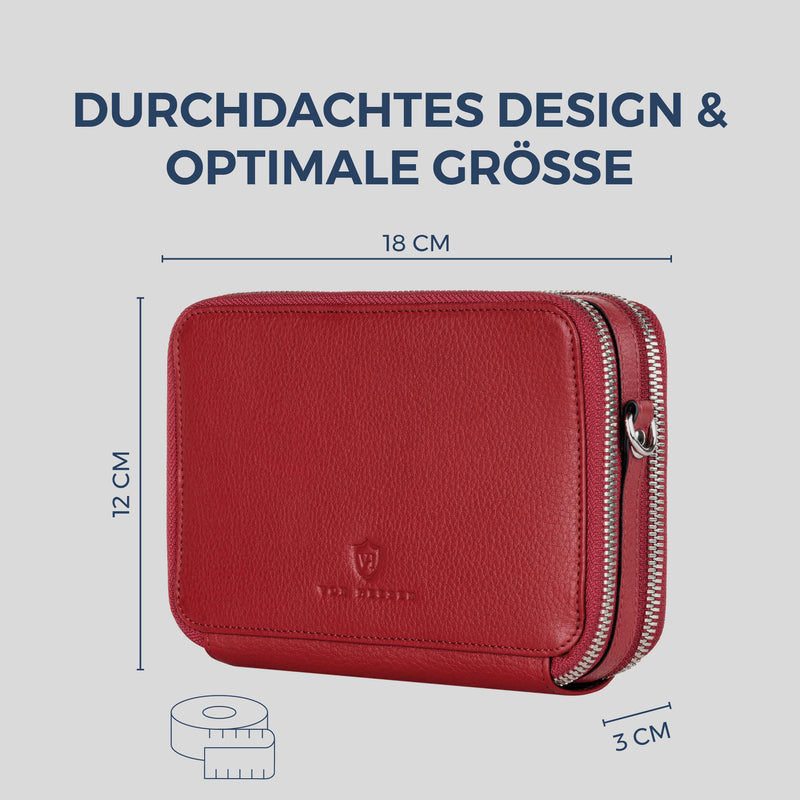 Geldbörse mit RFID-Schutz & 2 Hauptfächer zum Umhängen (Genarbt)