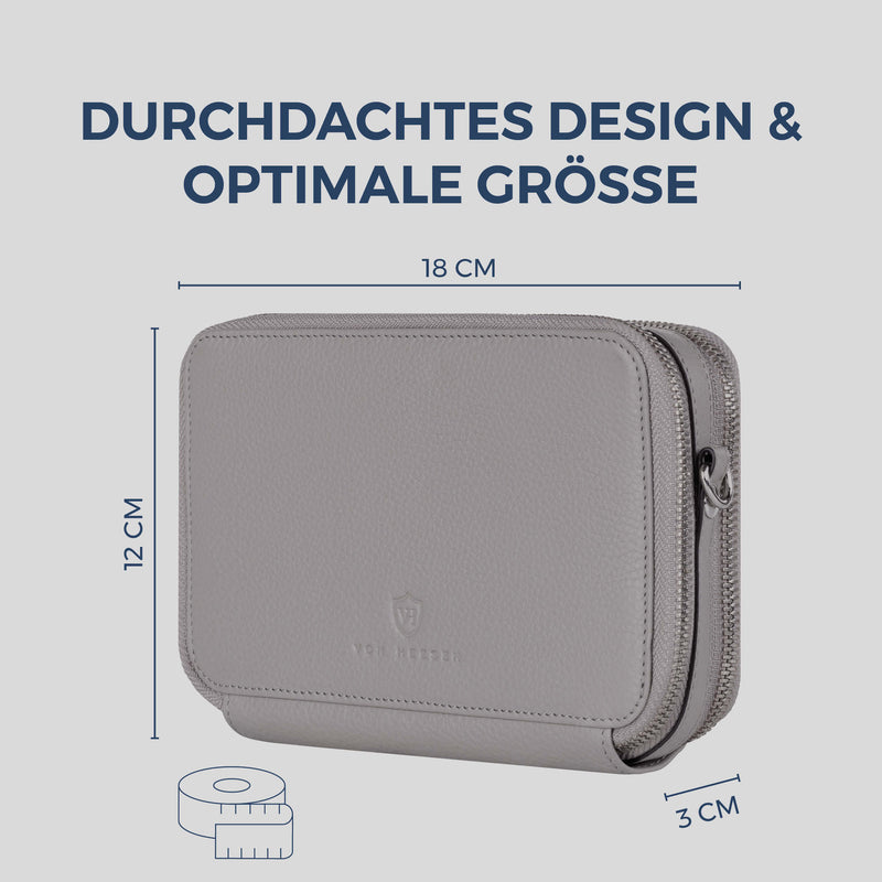 Geldbörse mit RFID-Schutz & 2 Hauptfächer zum Umhängen (Genarbt)