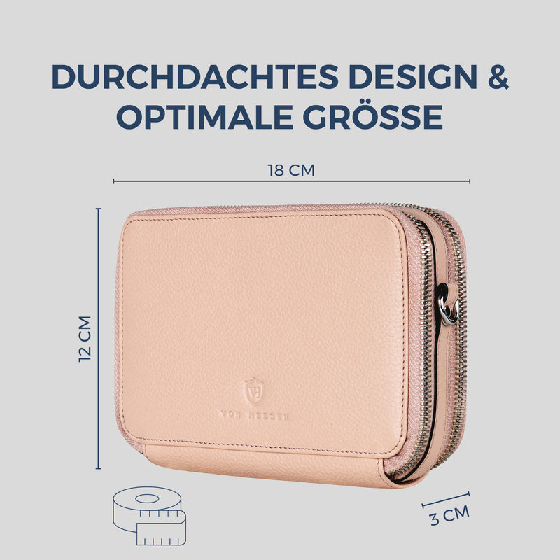 Geldbörse mit RFID-Schutz & 2 Hauptfächer zum Umhängen (Genarbt)