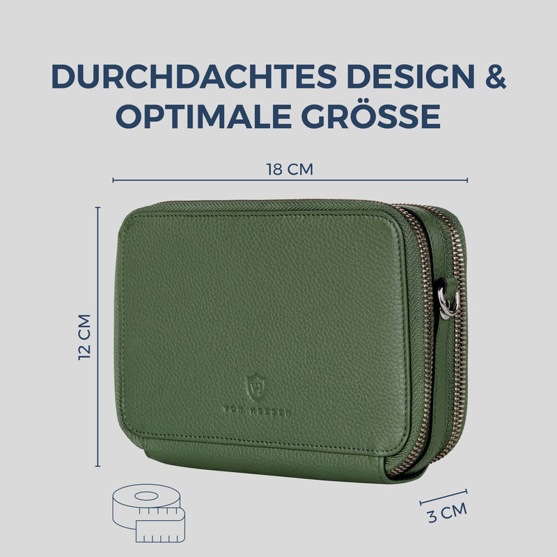 Geldbörse mit RFID-Schutz & 2 Hauptfächer zum Umhängen (Genarbt)