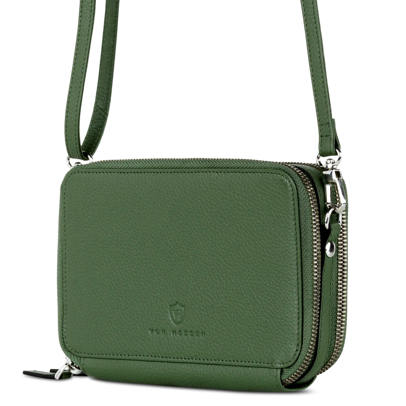 Geldbörse mit RFID-Schutz & 2 Hauptfächer zum Umhängen (Genarbt)