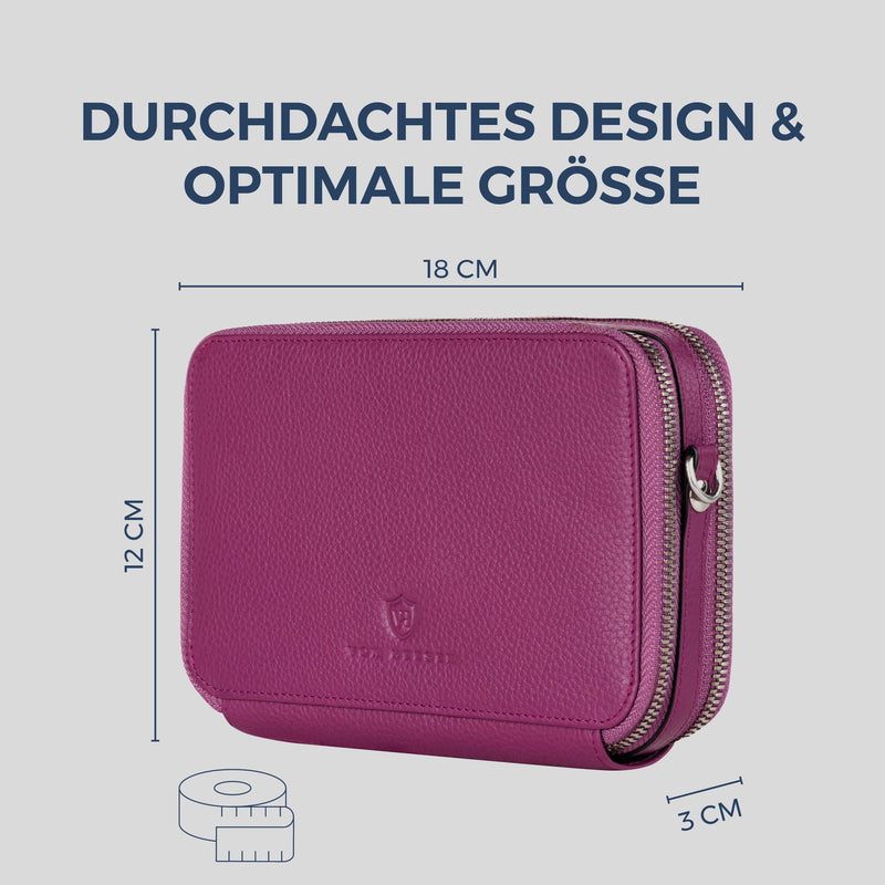 Geldbörse mit RFID-Schutz & 2 Hauptfächer zum Umhängen (Genarbt)