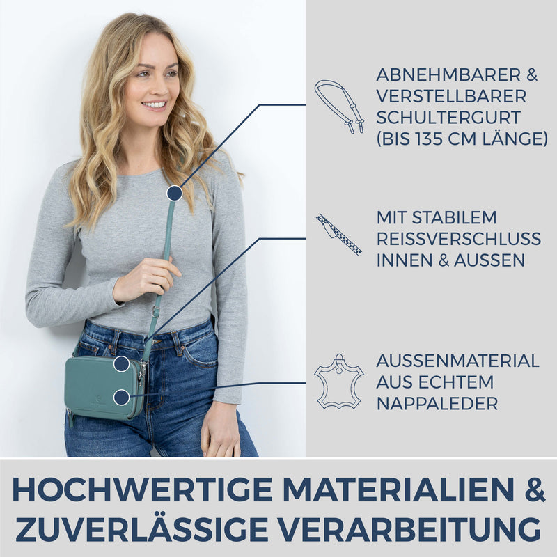 Geldbörse mit RFID-Schutz & 2 Hauptfächer zum Umhängen (Genarbt)