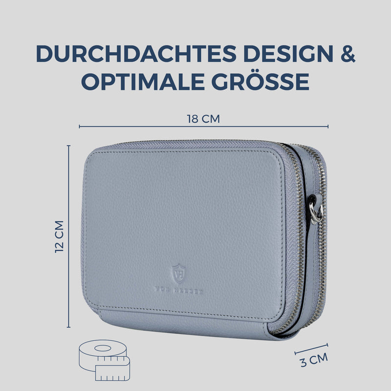 Geldbörse mit RFID-Schutz & 2 Hauptfächer zum Umhängen (Genarbt)